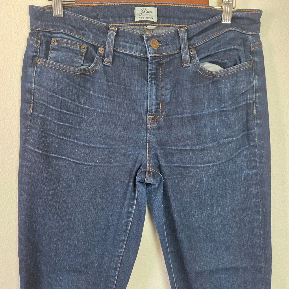 J Crew‎ Toothpick Skinny Jeans Mid Rise Stretch Denim Dark Wash Women